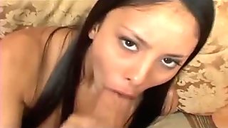 Cute Latina getting her face drenched in cum