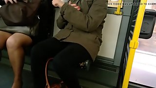 Mature with sexy high heels and pantyhose in the bus 4